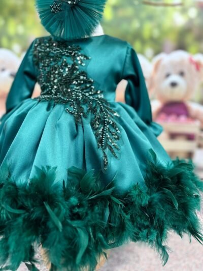 Robe de baptême pour bébé fille vert – Image 2