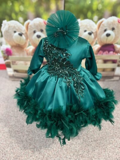 Robe de baptême pour bébé fille vert