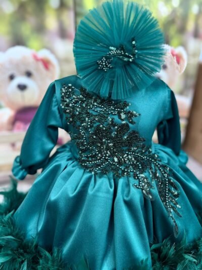 Robe de baptême pour bébé fille vert – Image 4