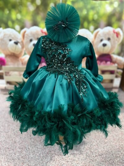 Robe de baptême pour bébé fille vert – Image 5
