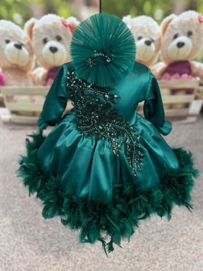 Robe de baptême pour bébé fille vert – Image 6