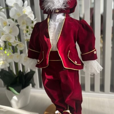 Costume de Bébé Rouge avec Détails Dorés