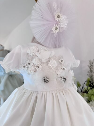 Robe Princesse Bébé Blanche et Florale – Image 2