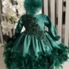 Robe perlée à plumes pour fille