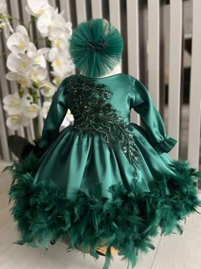 Robe perlée à plumes pour fille